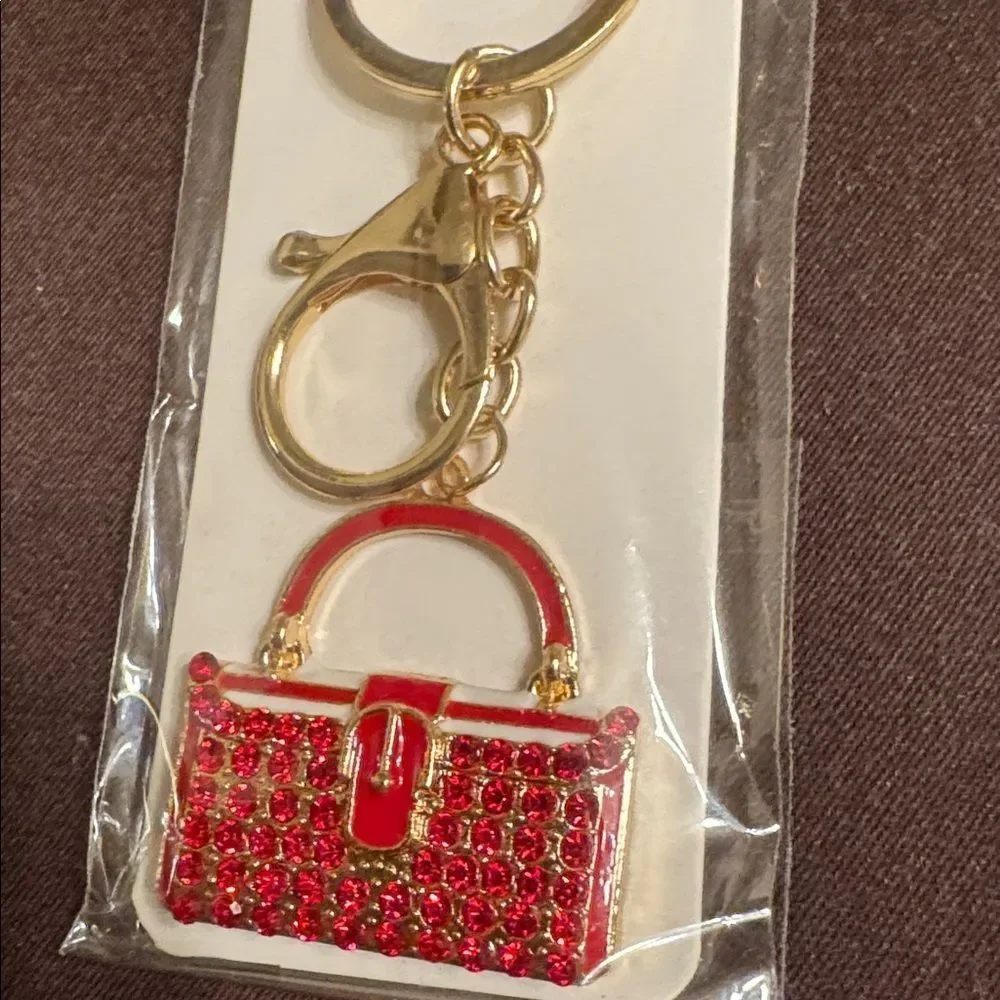 2123-3 Color Options Rhinestone Purse Key‎ Ring, Bag Charm